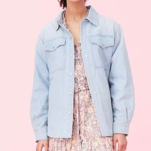 LA VIE Rebecca Taylor DRAPEY DENIM JACKET shirt jacket Shacket size large